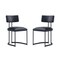 Manhattan Comfort Juno Contemporary Modern Vegan Leather Metal Side Chair in Black - Set of 2 DC1609-3 - alternate 1