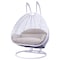 Leisuremod Wicker Hanging 2 person Egg Swing Chair With Outdoor Cover, White / Beige ESC57WBG-C - alternate 1