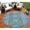 Homeroots 8' Blue Round Geometric Washable Indoor Outdoor Area Rug 607436 - alternate 1