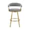 Homeroots 30" Gray and Gold Fabric and Stainless Steel Low Back Bar Height Swivel Bar Chair 569149 - alternate 9