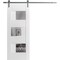 Vdomdoors Modern Barn Door Opaque Glass Sete 6999 White Silk with Mirror 6.6FT Rail Track Heavy Hardware Set SETE6999BD-S-WS-2484 - alternate 1