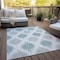 Homeroots 5' X 8' Aqua Teal Blue And Ivory Ikat Washable Indoor Outdoor Area Rug 589069 - alternate 7