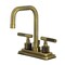 Kingston Brass Knurled Double-Handle 4" Centerset Bathroom Faucet with Brass Pop-Up, Antique Brass KS6643KNL - alternate 1