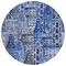 Homeroots 8' Navy Blue And Sky Blue Round Village Houses Washable Indoor Outdoor Area Rug 577849 - alternate 6