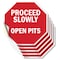 Signmission Proceed Slowly Open Pits, 4 inch X 4 inch, Vinyl Decal, 5PK OC-D-5PACK-4-111 - alternate 1