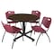 Regency Round Kobe Breakroom Table W/ 4 M Stack Chairs, 48 in W, 48 in L, Neo Walnut TKB48RNDNW47BY - alternate 1