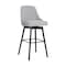 Homeroots 30" Light Gray and Black Fabric with Solid Wood Swivel Bar Height Bar Chair 534483 - alternate 1