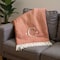 Homeroots 55" X 70" Terra Cotta White Herringbone Cotton Blend C Initial Throw Blanket w/ Tassels Embroidery 680599 - alternate 5