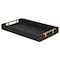 Homeroots 16in Black Wood and Vinyl Faux Shagreen Serving Tray With Gold Handles 518596 - alternate 1
