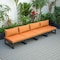 Leisuremod Chelsea 4-Piece Middle Patio Chairs Black Aluminum With Orange Cushions CSBL-4OR - alternate 5