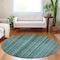 Homeroots 8' Teal Blue Aqua And Gray Round Striped Washable Indoor Outdoor Area Rug 616390 - alternate 8