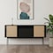 Homeroots 59in Black And Natural Wood Two Drawer Sideboard with Two Sliding Doors 544712 - alternate 9