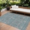 Homeroots 8' X 10' Teal Blue Gray And Charcoal Floral Washable Indoor Outdoor Area Rug 605440 - alternate 1