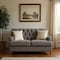 Homeroots 61in Dark Gray And Brown Linen Curved Loveseat and Toss Pillows 515694 - alternate 4
