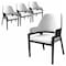 Leisuremod Ethora Modern Wooden Dining Chair in Black Fabric Seat With white top, 4PK EC22BFW4 - alternate 1
