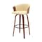 Homeroots 30" Cream And Wood Brown Faux Leather Swivel Bar Height Bar Chair 534422 - alternate 8