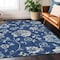 Homeroots 9' X 12' Navy Blue And Gray Floral Washable Indoor Outdoor Area Rug 589486 - alternate 9