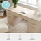 Martha Stewart Kayden Single-Drawer Desk w/Dual 3 Drawer File Cabinets in Light Natural w/Brushed Gold Hardware KHO-23042-TBFC2-LNT-GLD-MS - alternate 9