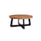 Homeroots 39" Brown and Black Solid Wood And Iron Round Cross Legs Coffee Table 661258 - alternate 1