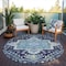 Homeroots 8' Navy Blue Ivory And Black Round Oriental Washable Indoor Outdoor Area Rug 600170 - alternate 8