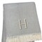 Homeroots 55" X 70" Gray White Herringbone Cotton Blend H Initial Throw Blanket with Tassels Embroidery 655531 - alternate 4