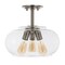 Jonathan Y Lina 13.75" 3-Light Modern Industrial Iron/Seeded Glass LED Semi Flush Mount, Nickel/Clear JYL7565A - alternate 7