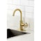 Kingston Brass Single-Handle Bar Faucet with Knurled Handle, Brushed Brass KSD8507RKX - alternate 5