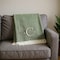 Homeroots 55" X 70" Moss Green White Herringbone Cotton Blend C Initial Throw Blanket with Tassels Embroidery 680593 - alternate 2