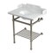 Kingston Brass 30-Inch Carrara Marble Console Sink with Brass Legs and Shelf, 8-Inch, 3-Hole LMS30MBB8 - alternate 1