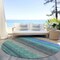 Homeroots 8' Sage Teal Blue And Tan Round Striped Washable Indoor Outdoor Area Rug 614829 - alternate 8