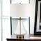 Homeroots 23" Brass Glass Table Lamp With White Drum Shade 524354 - alternate 7