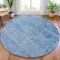 Homeroots 8' Blue And Ivory Round Abstract Washable Indoor Outdoor Area Rug 631589 - alternate 6