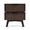 Homeroots Mid Century Acacia Nightstand with Two Drawers and Black Metal Handles 473027 - alternate 1