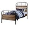Homeroots Black And Oak Shiplap Texture Wood and Metal Twin Bed Frame 285582 - alternate 1