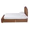 Baxton Studio Latrell Mid-Century Walnut Brown Wood and Rattan King Size Storage Bed 247-12667-10670-ZORO - alternate 7