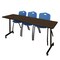 Regency Kobe Mobile T-Base Training Table W/ 2 M Stack Chairs, 84 in W, 24 in L, Neo Walnut MKTRCC8424NW47BE - alternate 1