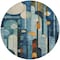 Homeroots 8' Blue Ivory And Copper Round Geometric Washable Indoor Outdoor Area Rug 604502 - alternate 5