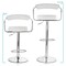 Elama 2 Piece Faux Leather Retro Adjustable Bar Stool in White with Chrome Handles and Base ELM-709-WHT - alternate 9