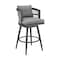 Armen Living Zella Outdoor Patio Swivel Bar Stool in Aluminum with Light Gray Rope and Earl Gray Cushions LCZESWBAGRY30 - alternate 1