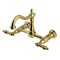 Kingston Brass Two-Handle Wall Mount Bridge Kitchen Faucet, Brushed Brass KS1267AL - alternate 1