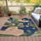 Homeroots 9' X 12' Navy Blue Gold And Olive Green Abstract Washable Indoor Outdoor Area Rug 630607 - alternate 6