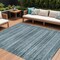 Homeroots 9' X 12' Artichoke Green And Blue Striped Washable Indoor Outdoor Area Rug 631471 - alternate 1