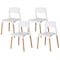 Fabulaxe Modern Plastic Dining Chair Open Back with Beech Wood Legs, White Set of 4 QI004222.WT.4 - alternate 8