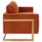 Leisuremod Lincoln Upholstered Velvet Sofa with Gold Frame, Orange Marmalade LA83OR - alternate 7