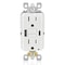 Leviton USBReceptacle, 15A, White, Thermoplastic GUAC1-W - alternate 1