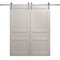 Sartodoors Modern Double Barn Door 48 x 84 inches, Ego 5012 Painted White Oak, 13FT Silver Rail Track Set, S EGO5012DB-S-PWO-4884 - alternate 1