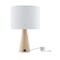 Homeroots 20" White Solid Wood Usb Table Lamp With White Drum Shade 530948 - alternate 1