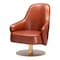 Homeroots 28" Brown And Gold Faux Leather And Faux Leather Swivel Arm Chair 556465 - alternate 9