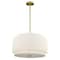 Vaxcel Burnaby 4 Light Brass Mid-Century Modern Drum Pendant White Linen P0192 - alternate 1