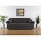Homeroots 89" Black Microfiber Convertible Futon Sleeper Sofa And Toss Pillows With Storage 607153 - alternate 1